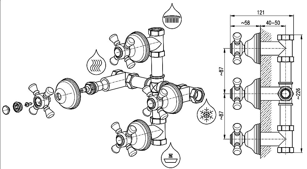 Смеситель для душа Rav-Slezak MORAVA RETRO MK386K хром купить в интернет-магазине сантехники Sanbest