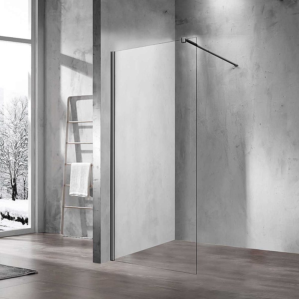 Душевая перегородка Vincea Walk-In VSW-1H110CLGM 110 вороненая сталь/стекло прозрачное купить в интернет-магазине Sanbest