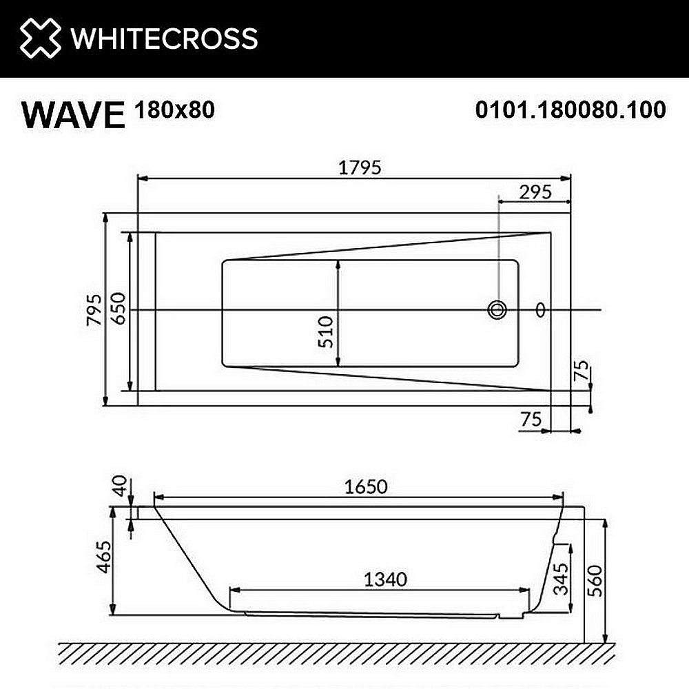 Гидромассажная ванна WhiteCross Wave 180x80 ULTRA NANO хром купить в интернет-магазине Sanbest