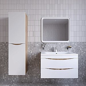 Тумба с раковиной Iddis Cloud CLO80Y0i95K 80 белая матовая/светлое дерево для ванной в интернет-магазине Sanbest