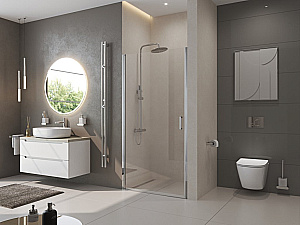 Душевая дверь BelBagno UNO B-1 85 стекло прозрачное/профиль хром купить в интернет-магазине Sanbest