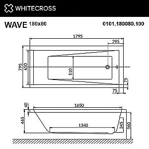 Гидромассажная ванна WhiteCross Wave 180x80 ULTRA NANO хром купить в интернет-магазине Sanbest