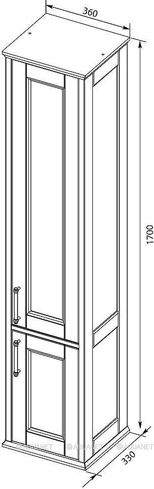 Пенал Aquanet Бостон 242219 36 белый матовый (ручки золото) для ванной в интернет-магазине сантехники Sanbest