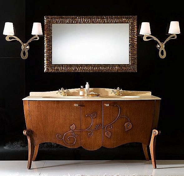 Зеркало Cezares Cavalli CAVALLI 1200x30x750  золото в ванную от интернет-магазине сантехники Sanbest