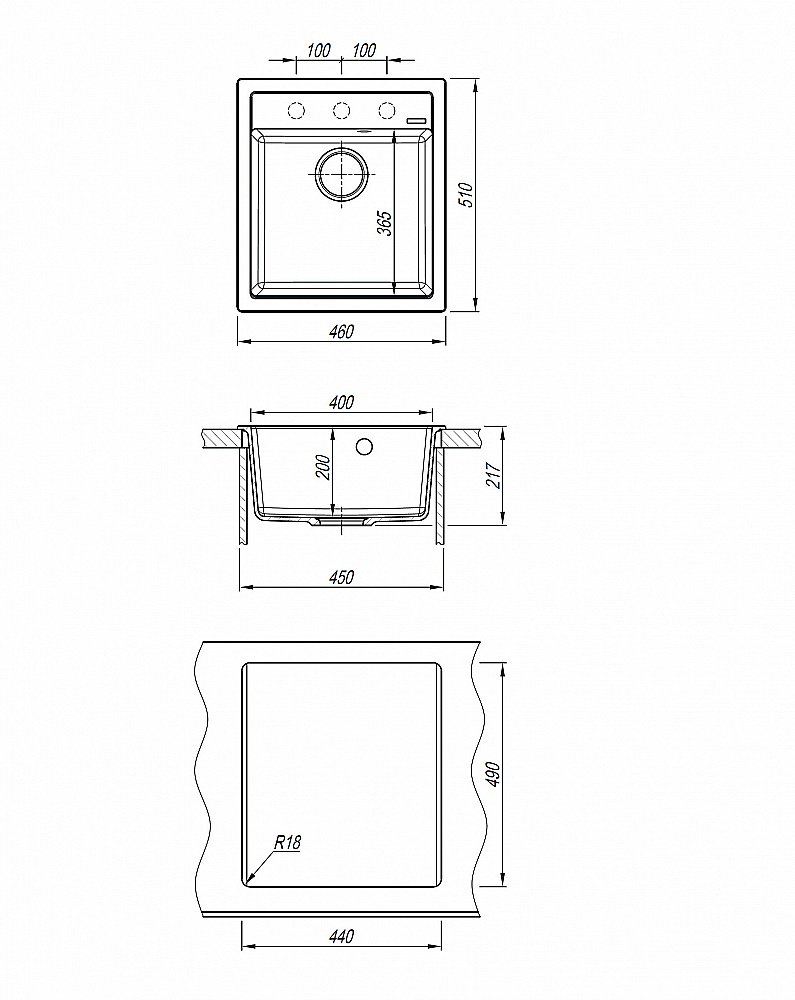 Кухонная мойка Abber Quarz 46х51 AQ2901W белая матовая купить в интернет-магазине сантехники Sanbest