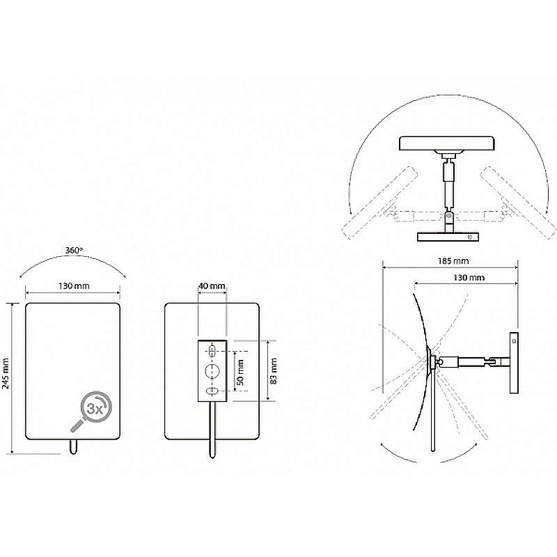 Зеркало косметическое Bemeta 116201222 хром купить в интернет-магазине сантехники Sanbest