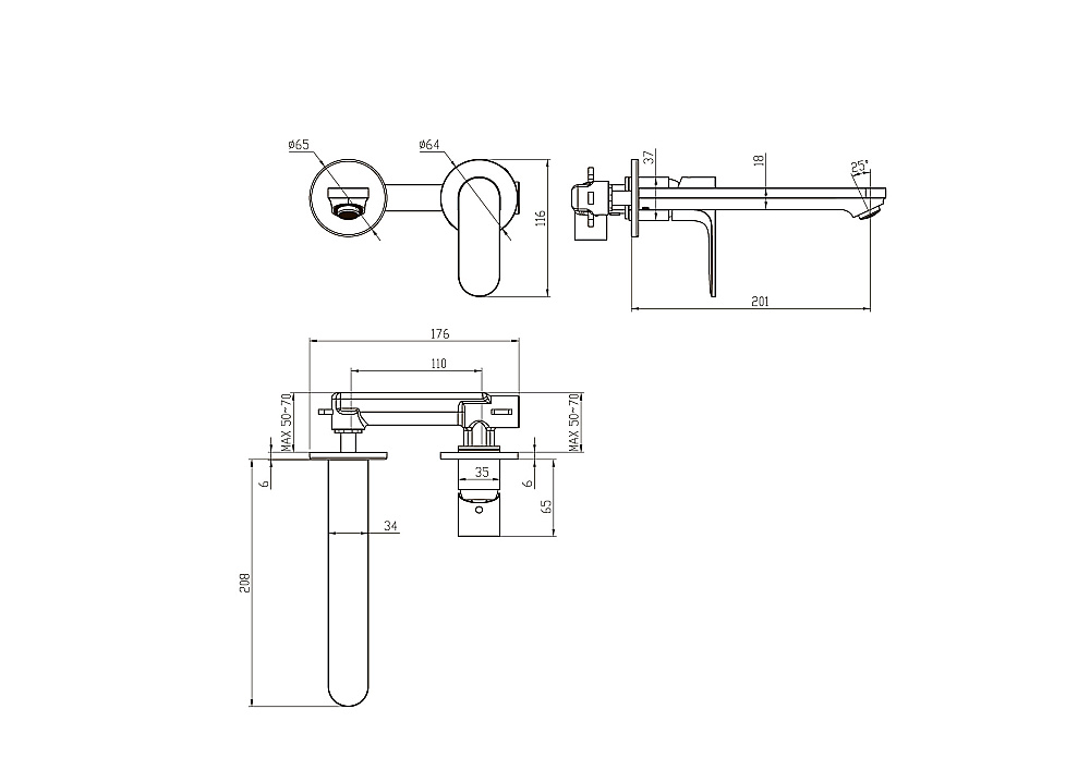 Смеситель для раковины Aquatek Альфа AQ1913MB черный матовый купить в интернет-магазине сантехники Sanbest