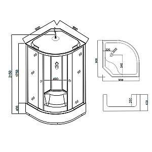 Душевая кабина Taliente TA-9090M 90х90 стекло рифленое купить в интернет-магазине Sanbest