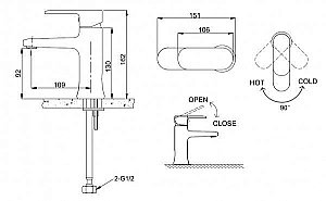 Смеситель для раковины BRAVAT Opal F1125183CP-RUS купить в интернет-магазине сантехники Sanbest