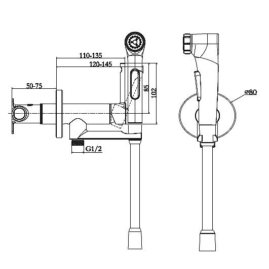 Гигиенический душ Jacob Delafon Elate 2.0 E28317-BL матовый черный купить в интернет-магазине сантехники Sanbest