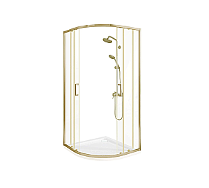 Душевой уголок Good Door LITE 80х80 R-80-C-BG стекло прозрачное/профиль брашированное золото купить в интернет-магазине Sanbest