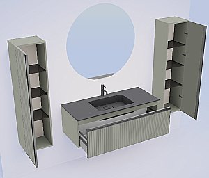 Тумба с раковиной Armadi Art QUATRO 1 100 FUGA LUNA/профиль ANTHRACITE/раковина ANTHRACITE для ванной в интернет-магазине Sanbest