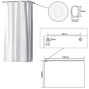 Шторка для ванны Bemeta 200х180 153653026 белая купить в интернет-магазине сантехники Sanbest