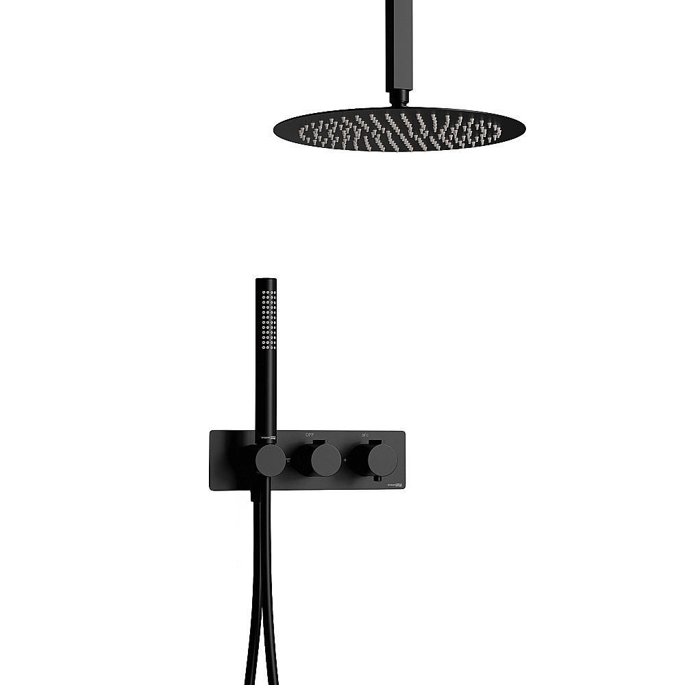 Душевая система WasserKraft A7488.152.160 с термостатом, черный Soft-touch купить в интернет-магазине сантехники Sanbest