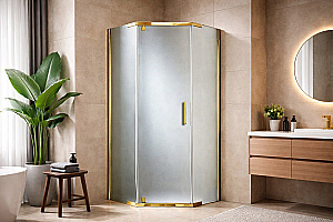 Душевой уголок Royal Bath RB 9080TR-C-GP 80x90 стекло матовое/профиль золото полированное купить в интернет-магазине Sanbest