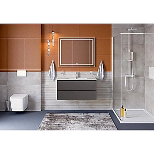 Тумба с раковиной BelBagno 100 KRAFT-1000-2C-SO-GSO+BB1000ETL темно-серая матовая для ванной в интернет-магазине Sanbest