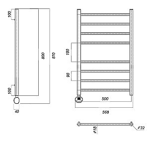 Полотенцесушитель электрический Domoterm Медея П8 500x800 E хром купить в интернет-магазине сантехники Sanbest