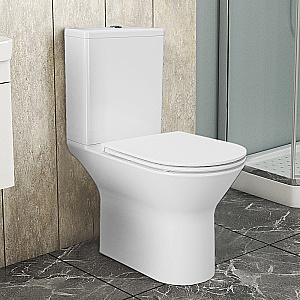 Унитаз напольный Azario Dante AZ-93589 белый, безободковый, с бачком, с крышкой микролифт купить в интернет-магазине Sanbest