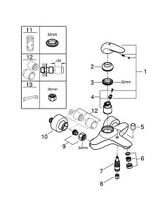 Смеситель для ванны Grohe Eurostyle New 23726003 хром купить в интернет-магазине сантехники Sanbest