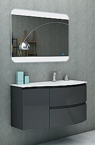 Тумба с раковиной Cezares VAGUE 100 54854+82408+54856 Grigio lucido правосторонняя для ванной в интернет-магазине Sanbest