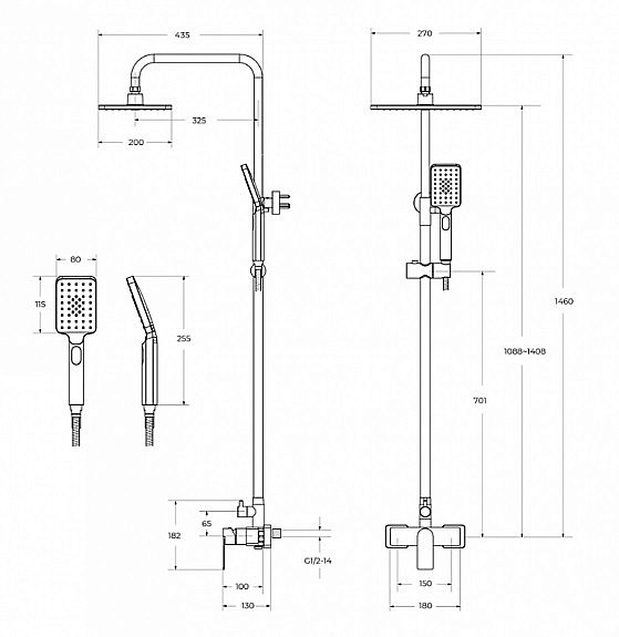 Душевая система Cezares SLIDER-CD-IN сатин купить в интернет-магазине сантехники Sanbest