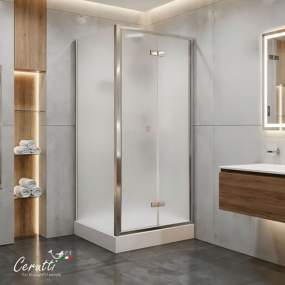 Душевая кабина Ceruttispa BELLA 90F 90x90 стекло матовое/профиль черный матовый купить в интернет-магазине Sanbest