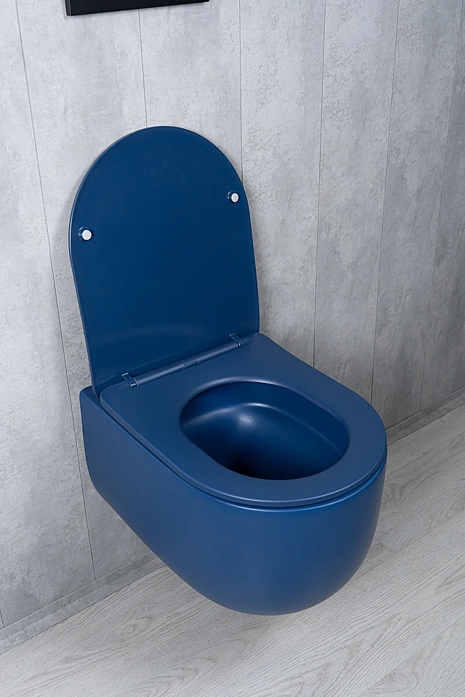 Унитаз подвесной GID Tr2133TF-BUM 62301Y безободковый, слив торнадо, с крышкой микролифт, синий матовый купить в интернет-магазине Sanbest