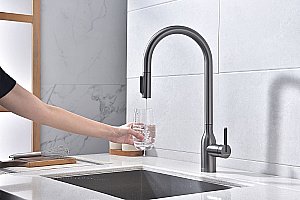 Смеситель для кухни Paulmark Universal Un213880-GM вороненая сталь купить в интернет-магазине сантехники Sanbest