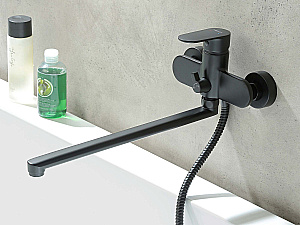 Cмеситель для ванны Aquatek НИКА Set 2 в 1 (AQ1842MB+AQ2017MB) черный матовый купить в интернет-магазине сантехники Sanbest