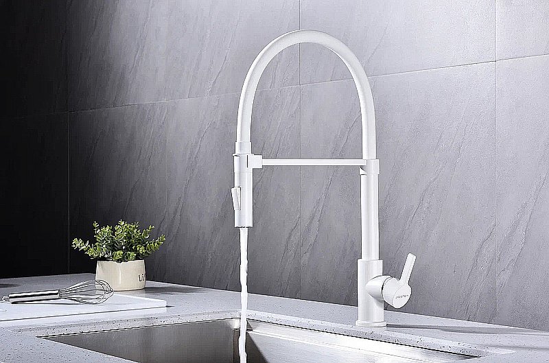 Смеситель для кухни Paulmark Halt Ha214021-WH белый матовый купить в интернет-магазине сантехники Sanbest