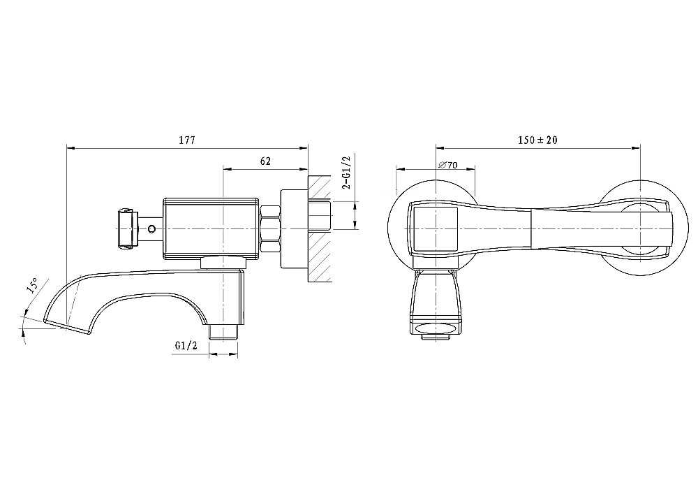Смеситель для ванны WONZON & WOGHAND TRIUMPH WW-563101-CR хром купить в интернет-магазине сантехники Sanbest