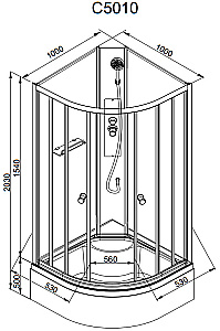 Душевая кабина AvaCan C Серия C5010 N 100х100 без крыши купить в интернет-магазине Sanbest