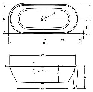 Акриловая ванна Riho Desire Velvet White 184x84 белая матовая купить в интернет-магазине Sanbest