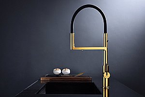 Смеситель для кухни Paulmark Tornado To213402-BG брашированное золото купить в интернет-магазине сантехники Sanbest
