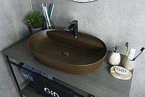 Раковина накладная Gid Lago 61 Br1346 53342 коричневая матовая купить в интернет-магазине Sanbest