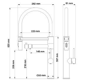 Смеситель для кухни с гибким изливом и подключением фильтра WONZON & WOGHAND, Брашированный никель (WW-88458007-BN) купить в интернет-магазине сантехники Sanbest