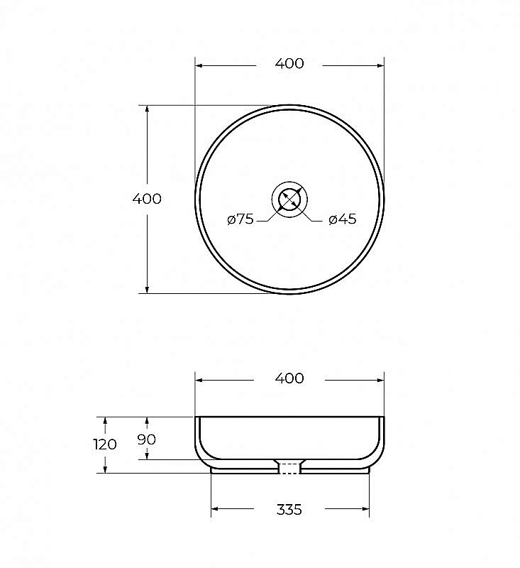 Раковина Cezares 40 CZR-6595-GO серая матовая купить в интернет-магазине Sanbest