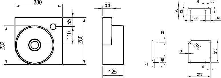 Раковина Ravak Yard 280 C XJX0E228001 белый матовый купить в интернет-магазине Sanbest