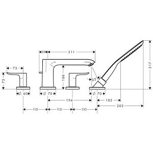 Смеситель для ванны Hansgrohe Metris 31442000 купить в интернет-магазине сантехники Sanbest