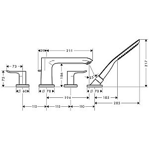 Смеситель для ванны Hansgrohe Metris 31442000 купить в интернет-магазине сантехники Sanbest