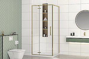 Душевой уголок Royal Bath BERN-V 100х90 RB9100-T-GD стекло прозрачное/профиль золото купить в интернет-магазине Sanbest