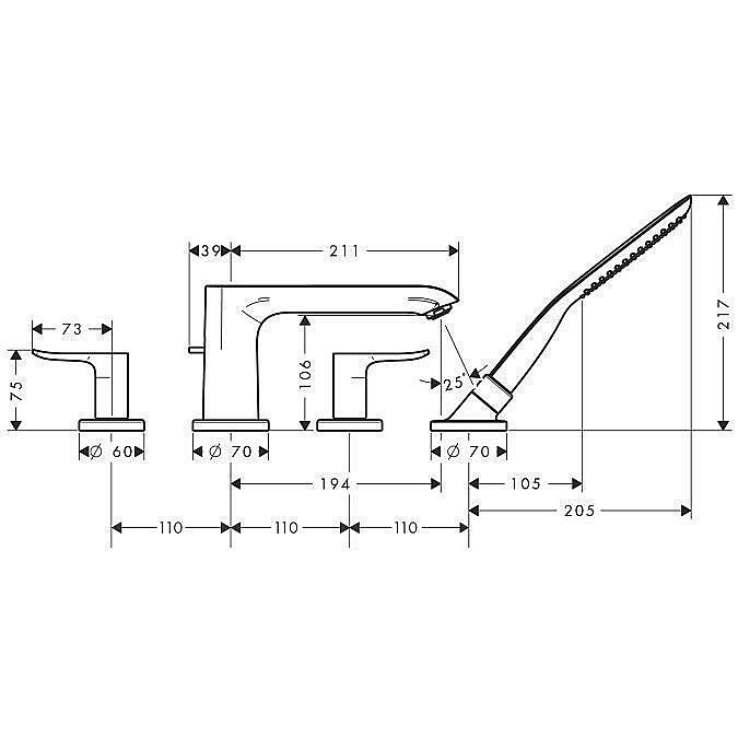 Смеситель для ванны Hansgrohe Metris 31442000 купить в интернет-магазине сантехники Sanbest