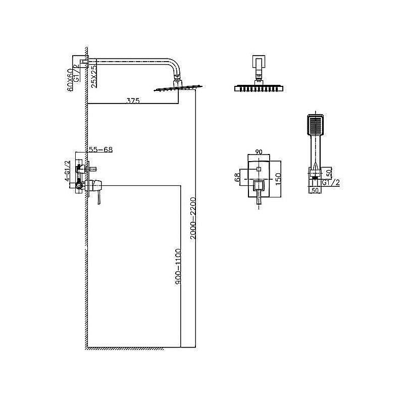 Душевая система Caprigo Diamante 50-215 хром купить в интернет-магазине сантехники Sanbest