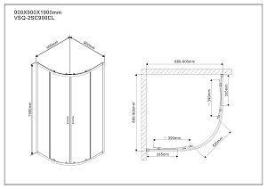 Душевой уголок Vincea Scala VSQ-2SC900CL купить в интернет-магазине Sanbest