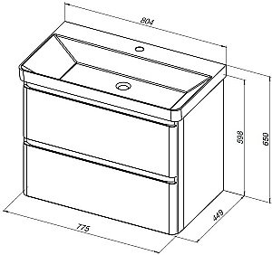 Тумба с раковиной Aquanet Эмбер 330468 80 черный матовый для ванной в интернет-магазине Sanbest