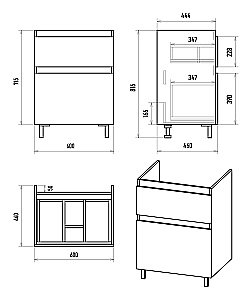 Тумба с раковиной Misty Лаки - 60 П-Лак-01060-0112Я белая для ванной в интернет-магазине Sanbest