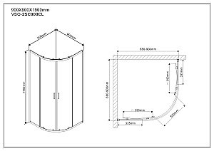 Душевой уголок Vincea Scala VSQ-2SC900CL 90x90 стекло прозрачное/профиль хром купить в интернет-магазине Sanbest