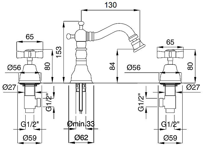 Смеситель для биде Migliore Princeton ML.PRN-825 медь купить в интернет-магазине сантехники Sanbest