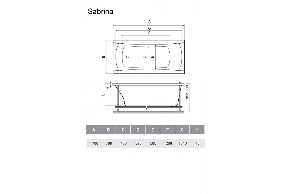 Ванна акриловая Relisan Sabrina 170х70 купить в интернет-магазине Sanbest