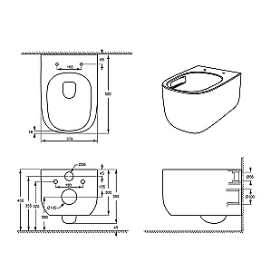 Унитаз подвесной Grossman Thin Rim GR-5605SQ белый, безободковый, с крышкой микролифт, слив торнадо купить в интернет-магазине Sanbest